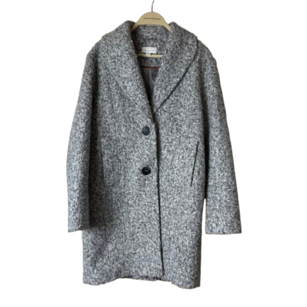 TOPSHOP Boucle Grey Nubby Jacket Overcoat Longline Coat Size 4